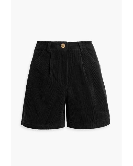 Farm Rio Black Cotton-Corduroy Shorts