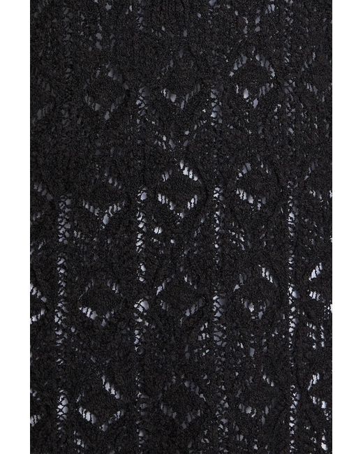 Loulou de Saison Black Evan Pointelle-knit Cotton-blend Mini Dress