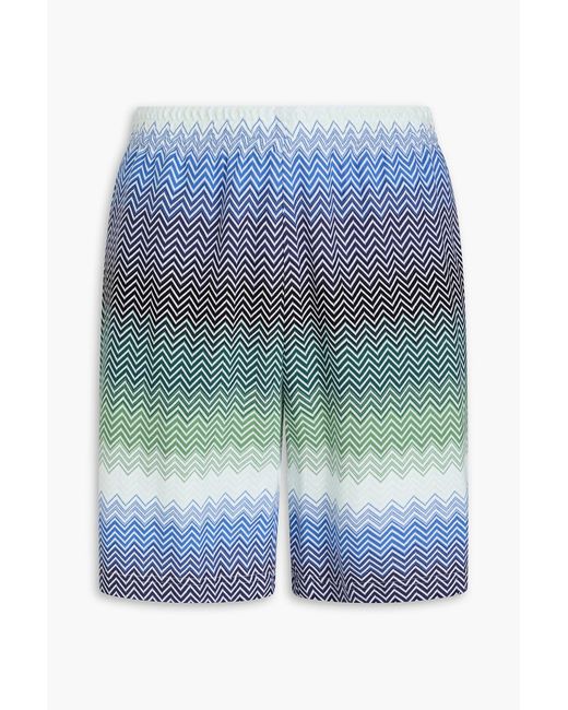 Missoni Blue Crochet-Knit Cotton Shorts for men