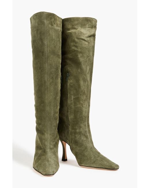 Staud Green Cami Suede Knee Boots