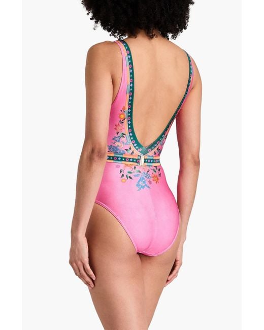 Zimmermann Belted Printed Swimsuit in Pink Lyst UK