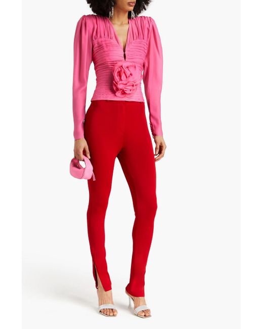 Magda Butrym Pink Bluse aus crêpe de chine aus seide mit falten und applikationen