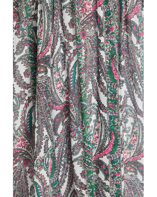 Isabel Marant Gray Midikleid "birona" aus krepon aus einer baumwoll-seidenmischung mit paisley-print und cut-outs