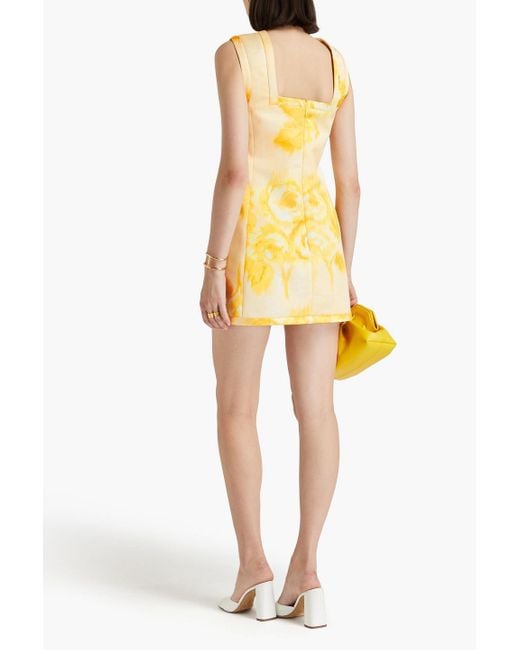 Emilia Wickstead Yellow Floral-print Duchesse-satin Mini Dress