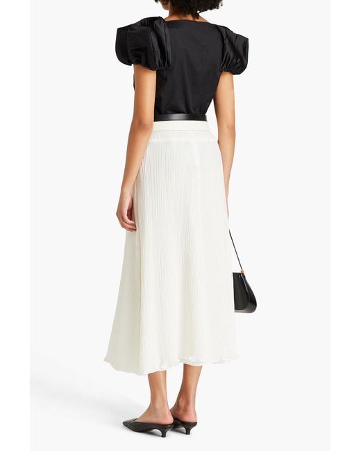 Tibi Black Satin-paneled Cotton-poplin Top
