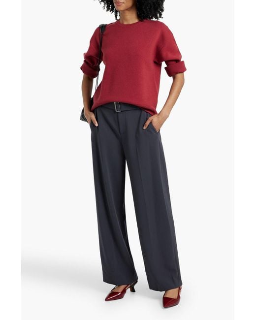 Vince Blue Belted Crepe Wide-Leg Pants
