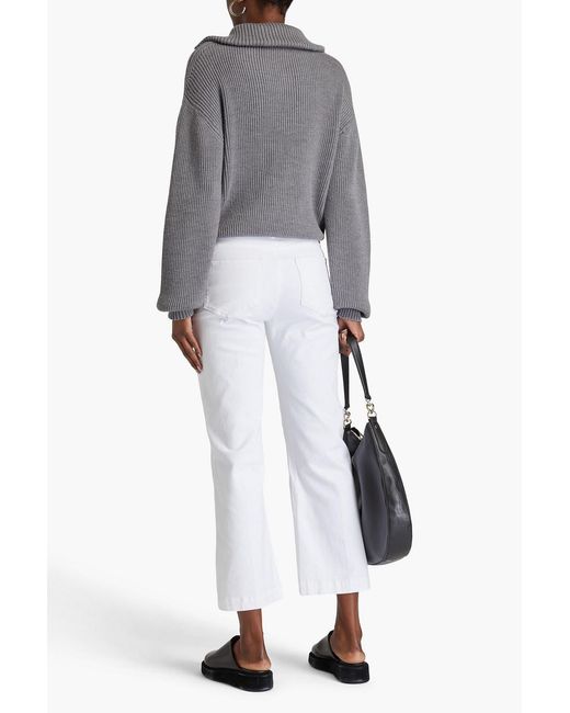 PAIGE White Leenah Cropped High-Rise Flared Jeans