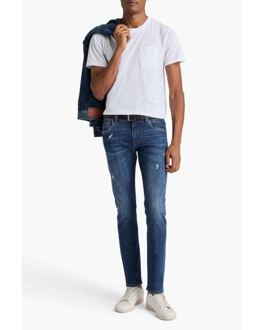 Dolce & Gabbana Bedruckte jeans mit schmalem bein aus denim in Blue für Herren