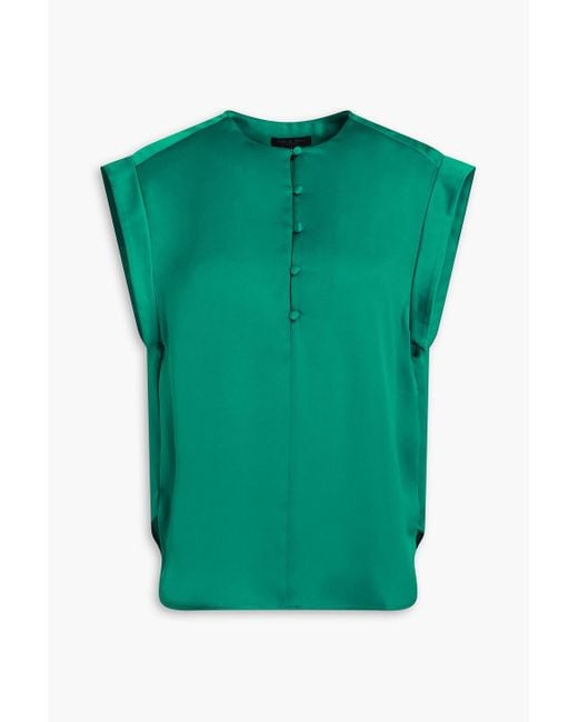 Rag & Bone Green Maple Gathered Satin Top
