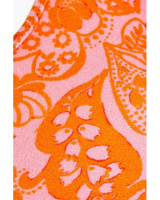 Sandro Orange Auriane Cutout Printed Terry Swimsuit