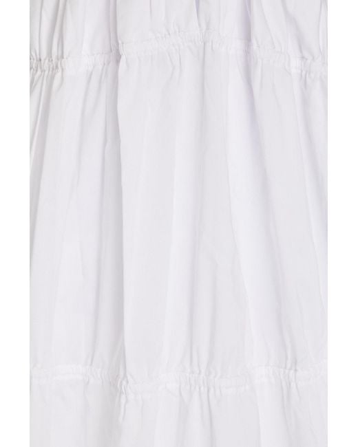 Jonathan Simkhai White April Tiered Cotton-poplin Maxi Dress