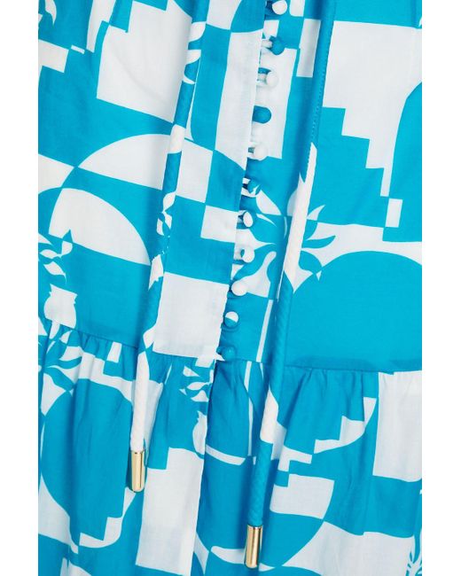 Rebecca Vallance Blue Bedruckter maxirock aus baumwoll-voile mit gürtel