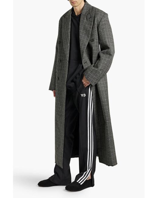 Balenciaga Gray Double-breasted Checked Wool-tweed Coat for men