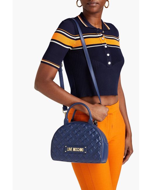 Love Moschino Blue Quilted Faux Leather Tote