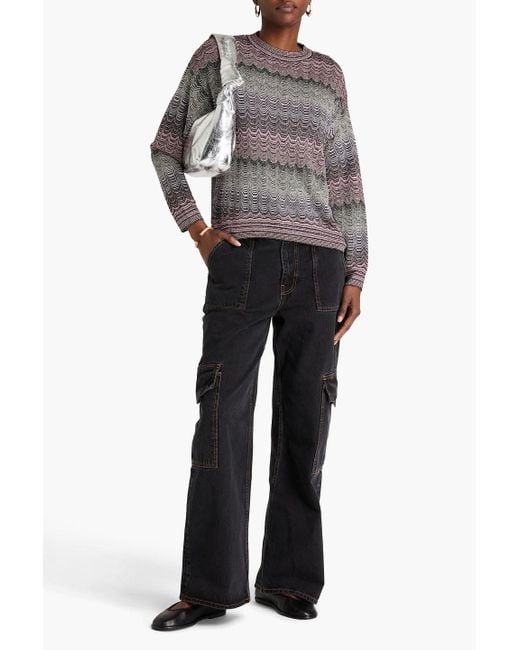 Missoni Gray Metallic Crochet-Knit Sweater