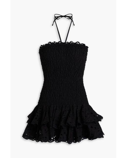 Charo Ruiz Black Megan Strapless Broderie Anglaise Cotton-blend Mini Dress