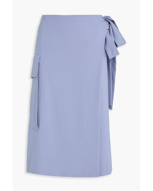 Victoria Beckham Blue Twill Wrap-Skirt