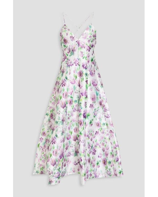 Philosophy Di Lorenzo Serafini White Midikleid aus twill mit floralem print