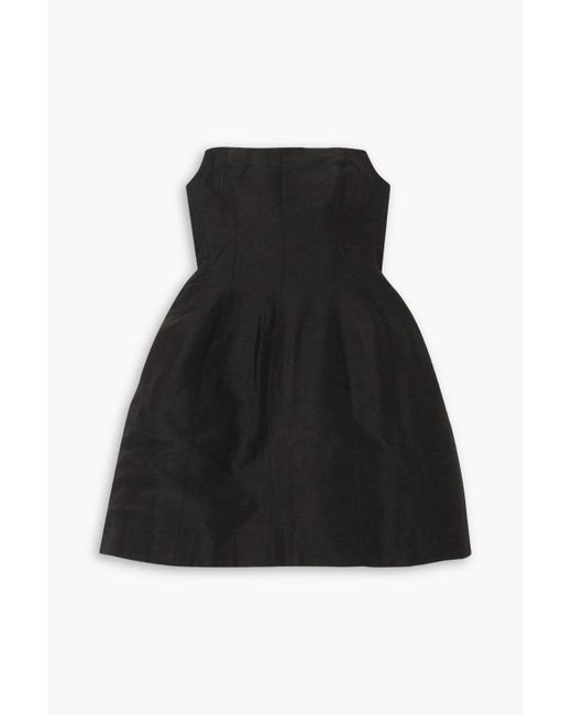 Aje. Black Baret Strapless Linen-blend Mini Dress