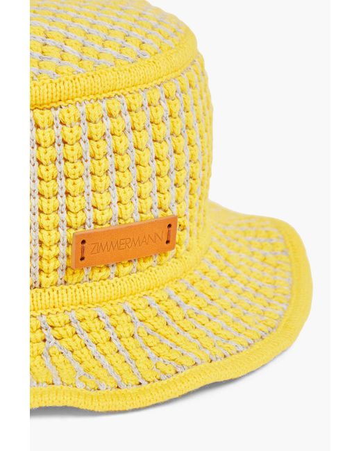 Zimmermann Yellow Crochet-knit Bucket Hat