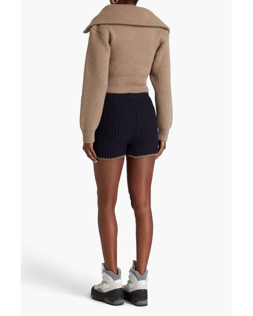 Jacquemus Blue Pipa Skirt-effect Ribbed-knit Shorts