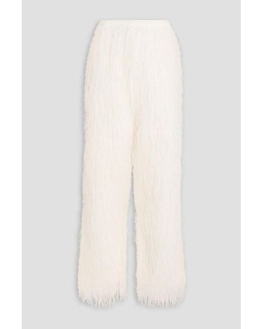 Loulou de Saison White Reed Fringed Knitted Straight-Leg Pants