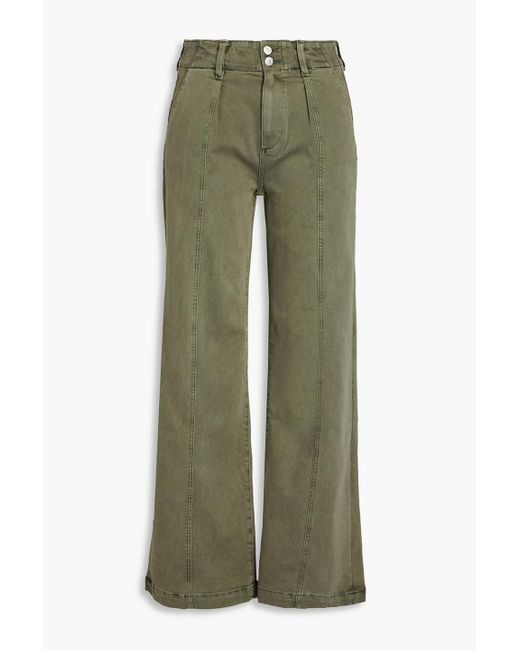 PAIGE Green Brooklin High-rise Wide-leg Jeans