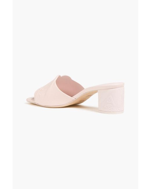 McQueen Pink Embossed Leather Mules