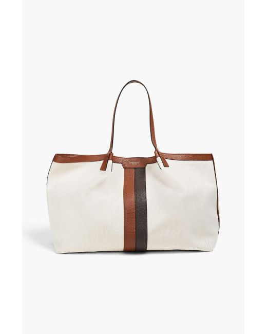 Serapian White Pleated Pebbled-leather And Canvas Tote for men