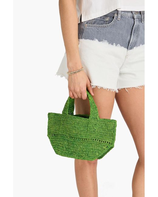 Maje Green Raffia Tote