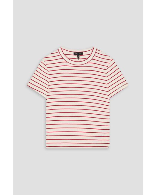 Rag & Bone Pink Luca Striped Ribbed Jersey T-Shirt