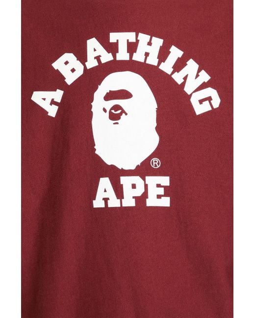 A Bathing Ape Red Printed Cotton-fleece Sweatshirt for men
