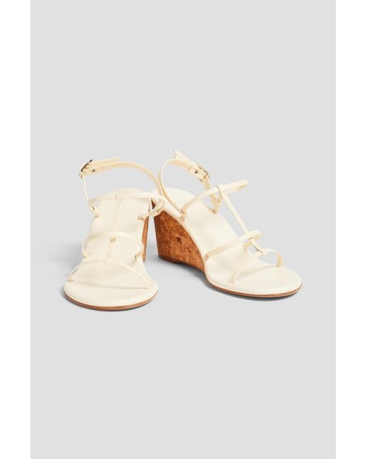 Ancient Greek Sandals White Fay Leather Wedge Slingback Sandals