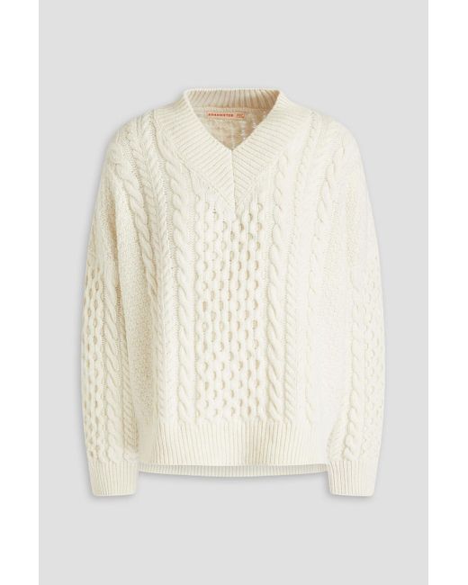 &Daughter White Cable-knit Wool Sweater