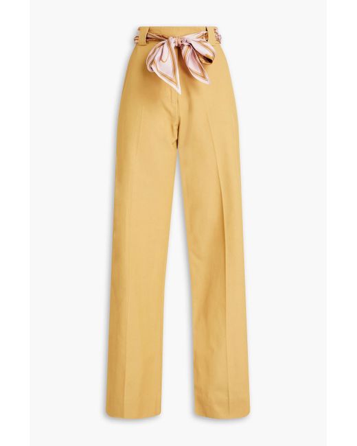Zimmermann Yellow Dancer Belted Cotton-blend Twill Wide-leg Pants