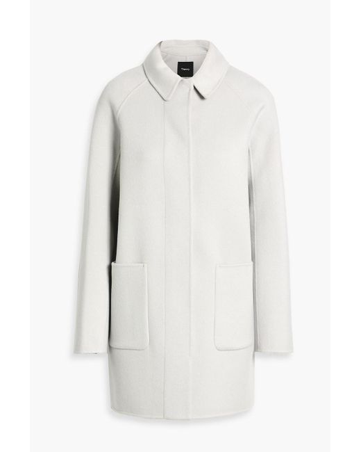 Theory White Wool And Cashmere-Blend Felt Coat