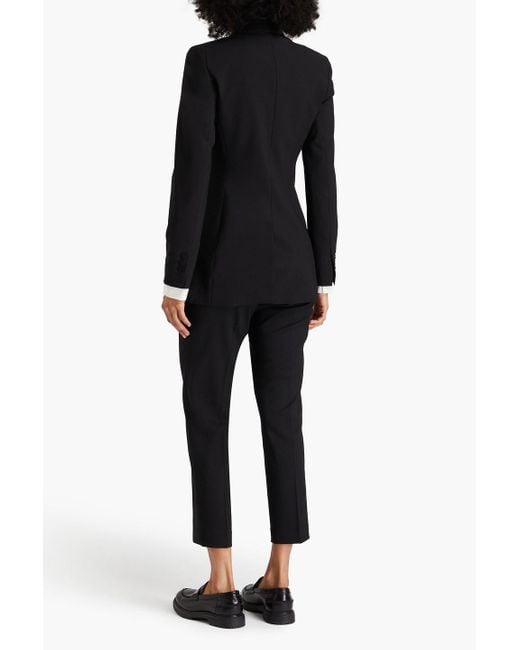 Theory Black Double-breasted Wool-blend Blazer
