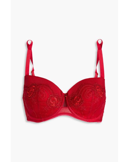 Lise Charmel Red Tellement Glamour Embroide Stretch-tulle Underwi Bra