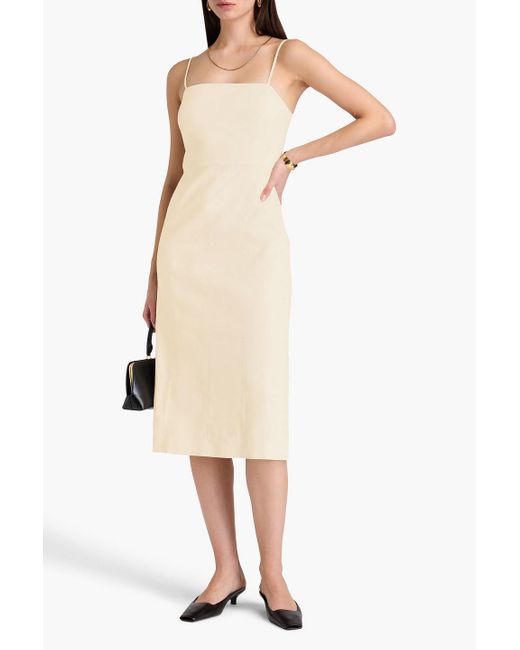 Theory White Midikleid aus crêpe aus einer leinenmischung
