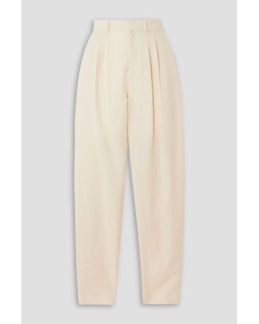 Ralph Lauren White Avrill Linen And Silk-Blend Tapered Pants