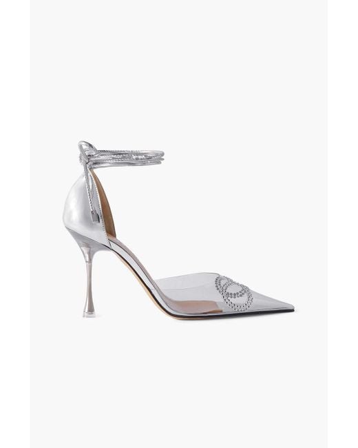 Mach & Mach White Crystal-embellished Pvc And Leather Pumps