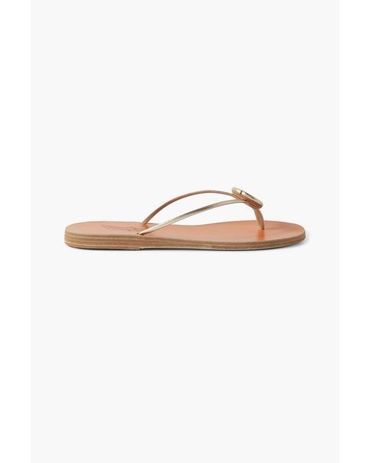 Ancient Greek Sandals White Strovilos Leather Flip Flops