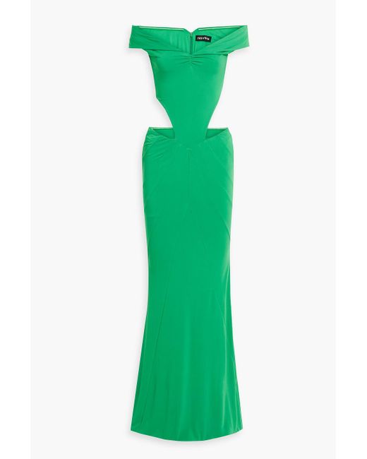 retroféte Green Giada Off-the-shoulder Cutout Jersey Gown