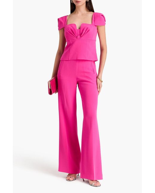 Roland Mouret Pink Pleated Crepe Top