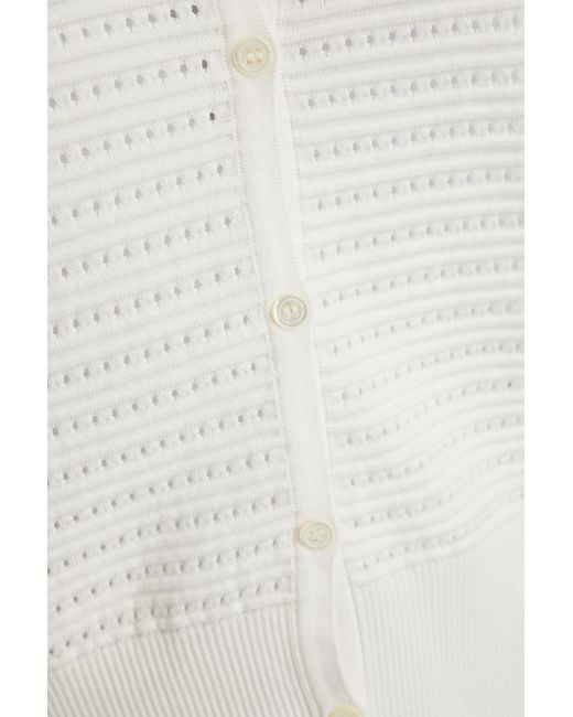 Thom Browne White Hector Pointelle-knit Cotton Cardigan