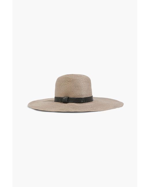 Brunello Cucinelli White Bead-embellished Hemp-blend Sunhat