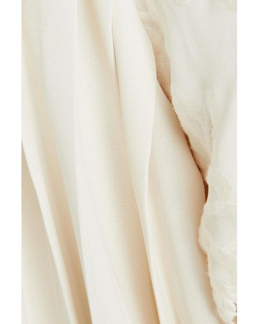 See By Chloé Natural Broderie Anglaise-paneled Crepe Mini Dress