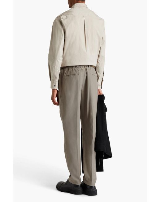 Dunhill Gray Cotton-Blend Twill Pants for men