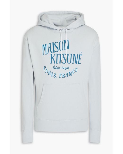 Maison Kitsuné Gray Printed French Cotton-terry Hoodie for men