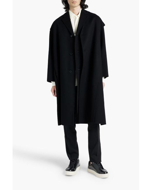 Valentino Garavani Black Layered Wool And Cashmere Blend Felt Coat for men